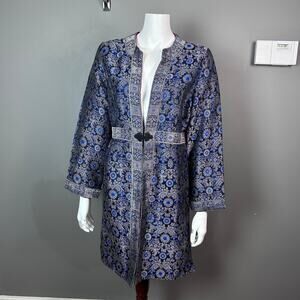 Soft Surroundings kimono jacket Medium metallic tapestry Jacquard Asian Inspired